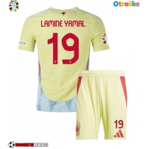 Otroške Nogometnih dresov Španija Lamine Yamal #19 Gostujoči EP 2024 Kratki rokavi (+ hlače)